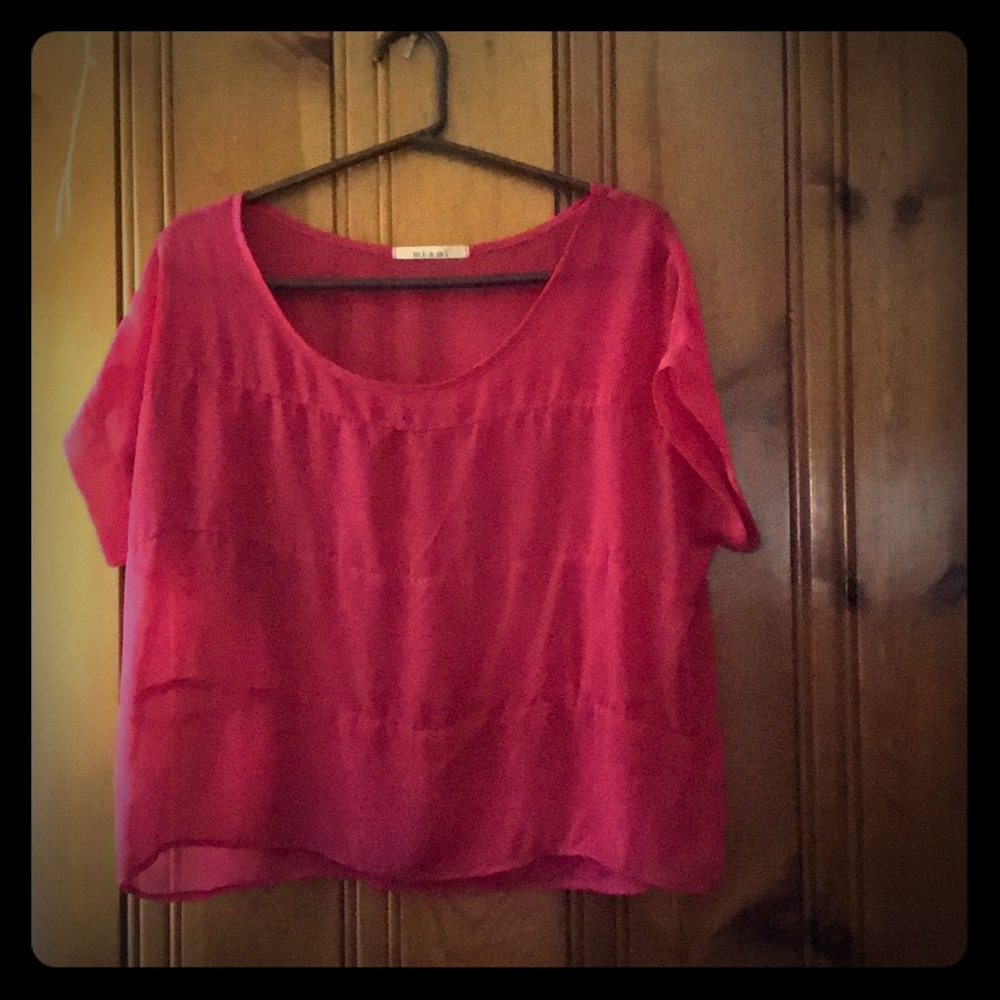 Sheer hot pink top